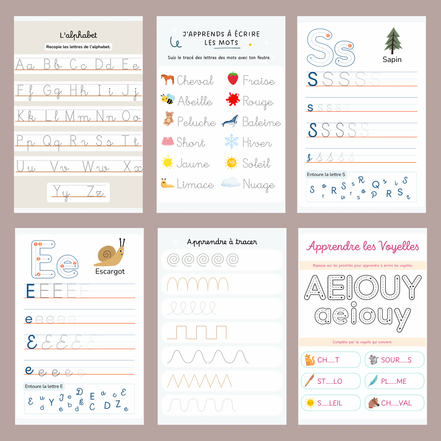 Pack Premiers apprentissages réutilisable 3/6 ans