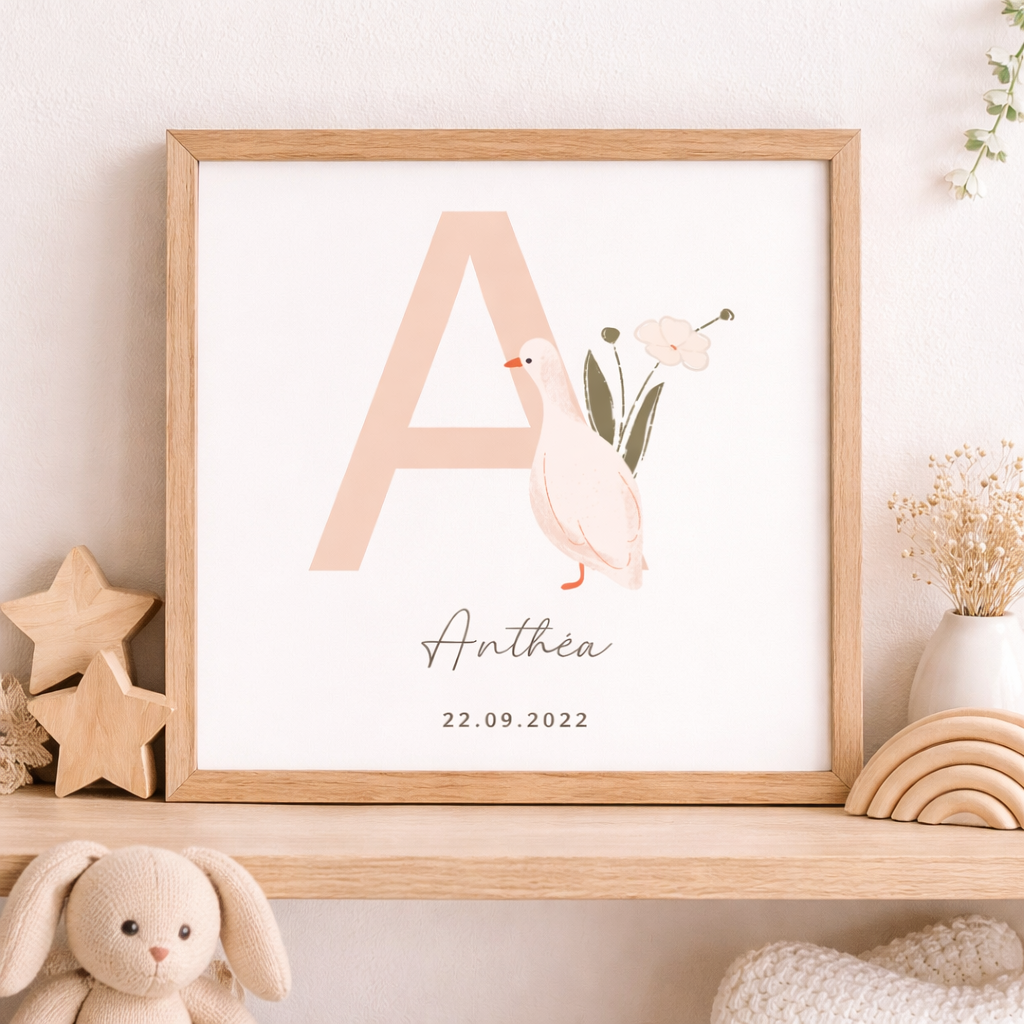 Affiche naissance personnalisée – Collection Isaline