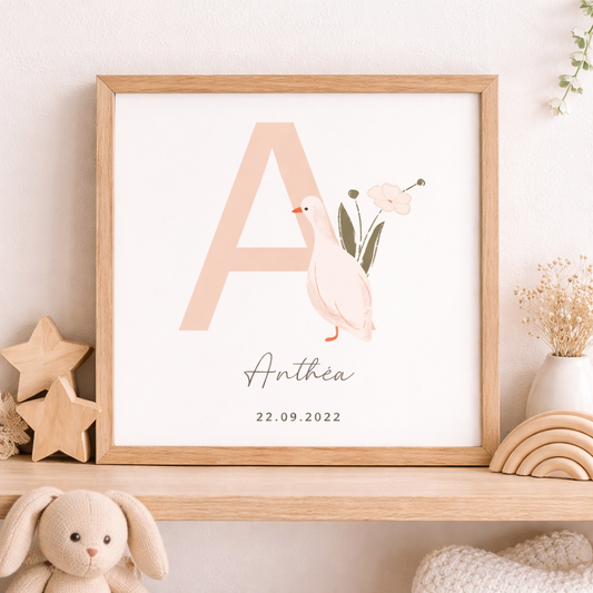Affiche naissance personnalisée – Collection Isaline