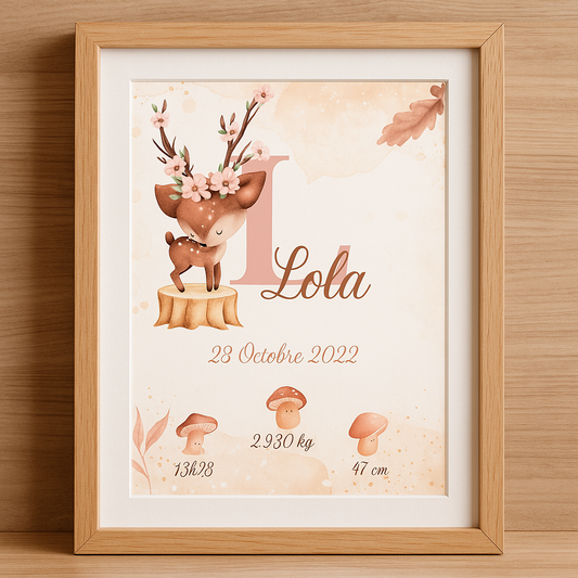 Affiche personnalisée naissance - Collection Capucine