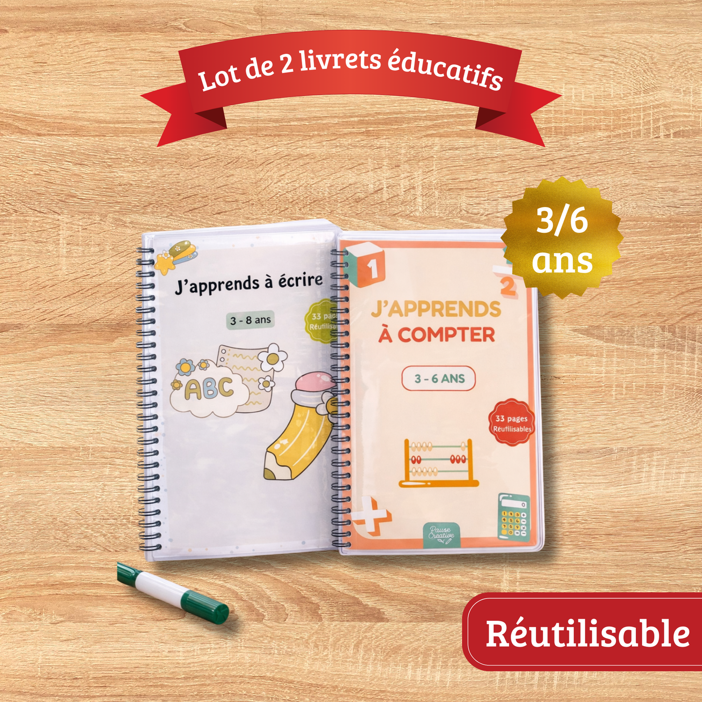 Pack Premiers apprentissages réutilisable 3/6 ans
